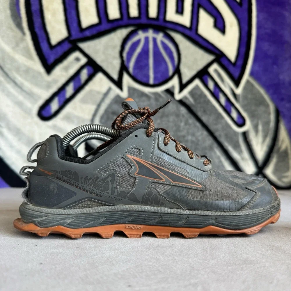 Size 8.5 - Altra Lone Peak 4.5 Trail Running Shoes Sneakers Gray Orange Mens